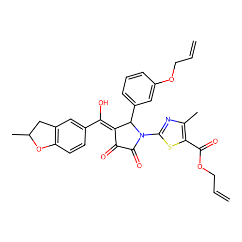 allyl 2-(2-(3-(allyloxy)phenyl)-4-hydroxy-3-(2-methyl-2,3-dihydrobenzofuran-5-carbonyl)-5-oxo-2,5-dihydro-1H-pyrrol-1-yl)-4-methylthiazole-5-carboxylate structure