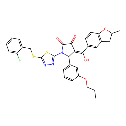 1-(5-((2-chlorobenzyl)thio)-1,3,4-thiadiazol-2-yl)-3-hydroxy-4-(2-methyl-2,3-dihydrobenzofuran-5-carbonyl)-5-(3-propoxyphenyl)-1H-pyrrol-2(5H)-one structure