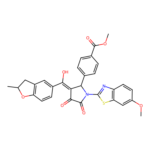 methyl 4-(4-hydroxy-1-(6-methoxybenzo[d]thiazol-2-yl)-3-(2-methyl-2,3-dihydrobenzofuran-5-carbonyl)-5-oxo-2,5-dihydro-1H-pyrrol-2-yl)benzoate structure