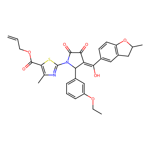 allyl 2-(2-(3-ethoxyphenyl)-4-hydroxy-3-(2-methyl-2,3-dihydrobenzofuran-5-carbonyl)-5-oxo-2,5-dihydro-1H-pyrrol-1-yl)-4-methylthiazole-5-carboxylate structure
