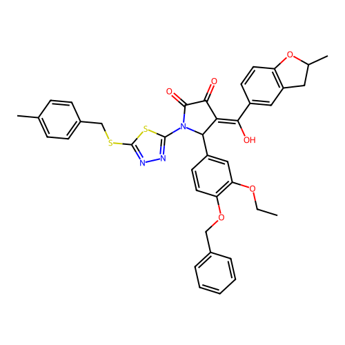 5-(4-(benzyloxy)-3-ethoxyphenyl)-3-hydroxy-4-(2-methyl-2,3-dihydrobenzofuran-5-carbonyl)-1-(5-((4-methylbenzyl)thio)-1,3,4-thiadiazol-2-yl)-1H-pyrrol-2(5H)-one structure