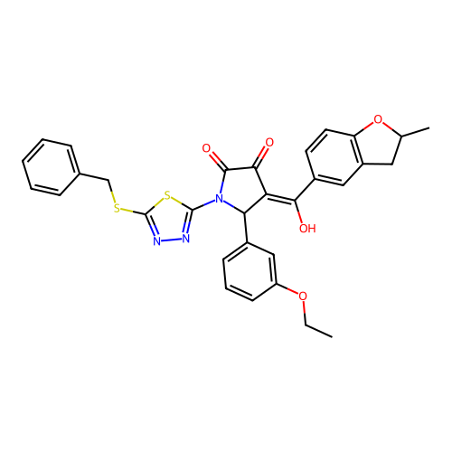 1-(5-(benzylthio)-1,3,4-thiadiazol-2-yl)-5-(3-ethoxyphenyl)-3-hydroxy-4-(2-methyl-2,3-dihydrobenzofuran-5-carbonyl)-1H-pyrrol-2(5H)-one structure