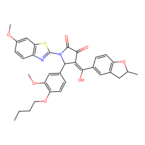 5-(4-butoxy-3-methoxyphenyl)-3-hydroxy-1-(6-methoxybenzo[d]thiazol-2-yl)-4-(2-methyl-2,3-dihydrobenzofuran-5-carbonyl)-1H-pyrrol-2(5H)-one structure
