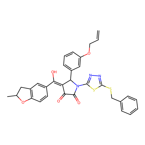 5-(3-(allyloxy)phenyl)-1-(5-(benzylthio)-1,3,4-thiadiazol-2-yl)-3-hydroxy-4-(2-methyl-2,3-dihydrobenzofuran-5-carbonyl)-1H-pyrrol-2(5H)-one structure