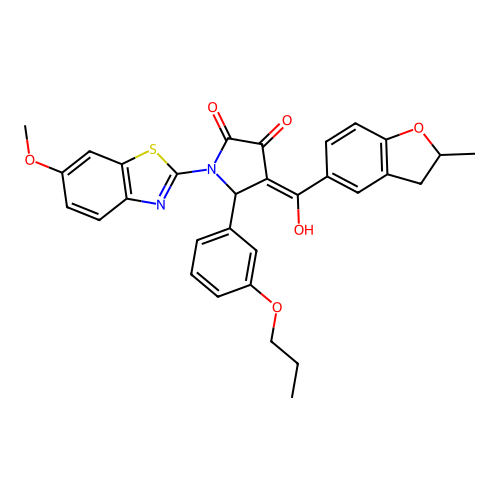 3-hydroxy-1-(6-methoxybenzo[d]thiazol-2-yl)-4-(2-methyl-2,3-dihydrobenzofuran-5-carbonyl)-5-(3-propoxyphenyl)-1H-pyrrol-2(5H)-one structure