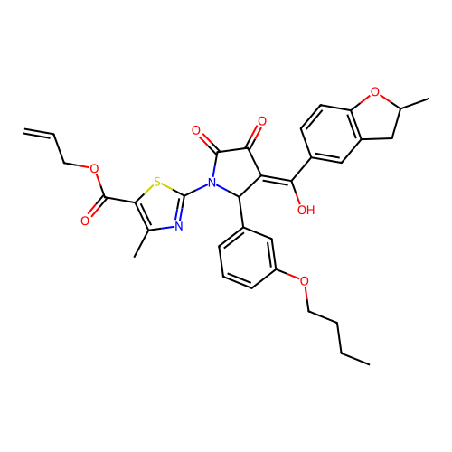allyl 2-(2-(3-butoxyphenyl)-4-hydroxy-3-(2-methyl-2,3-dihydrobenzofuran-5-carbonyl)-5-oxo-2,5-dihydro-1H-pyrrol-1-yl)-4-methylthiazole-5-carboxylate structure