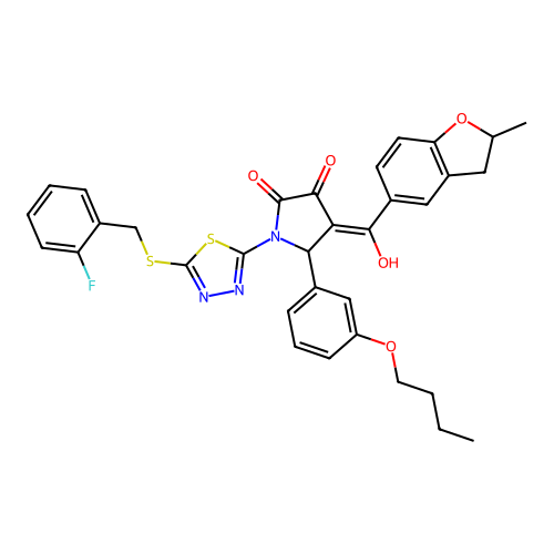 5-(3-butoxyphenyl)-1-(5-((2-fluorobenzyl)thio)-1,3,4-thiadiazol-2-yl)-3-hydroxy-4-(2-methyl-2,3-dihydrobenzofuran-5-carbonyl)-1H-pyrrol-2(5H)-one structure