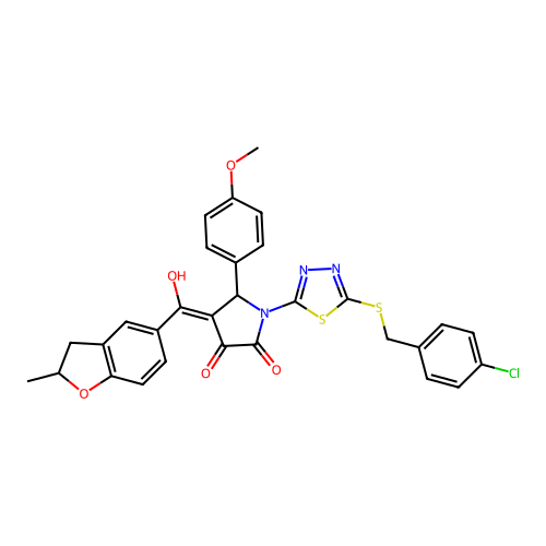 1-(5-((4-chlorobenzyl)thio)-1,3,4-thiadiazol-2-yl)-3-hydroxy-5-(4-methoxyphenyl)-4-(2-methyl-2,3-dihydrobenzofuran-5-carbonyl)-1H-pyrrol-2(5H)-one structure