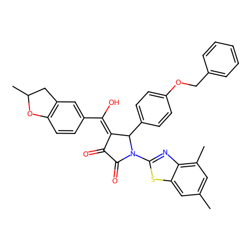 5-(4-(benzyloxy)phenyl)-1-(4,6-dimethylbenzo[d]thiazol-2-yl)-3-hydroxy-4-(2-methyl-2,3-dihydrobenzofuran-5-carbonyl)-1H-pyrrol-2(5H)-one structure