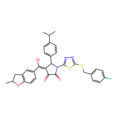 1-(5-((4-fluorobenzyl)thio)-1,3,4-thiadiazol-2-yl)-3-hydroxy-5-(4-isopropylphenyl)-4-(2-methyl-2,3-dihydrobenzofuran-5-carbonyl)-1H-pyrrol-2(5H)-one structure