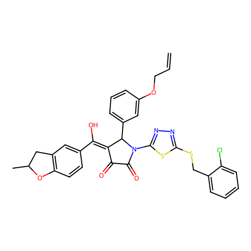 5-(3-(allyloxy)phenyl)-1-(5-((2-chlorobenzyl)thio)-1,3,4-thiadiazol-2-yl)-3-hydroxy-4-(2-methyl-2,3-dihydrobenzofuran-5-carbonyl)-1H-pyrrol-2(5H)-one structure