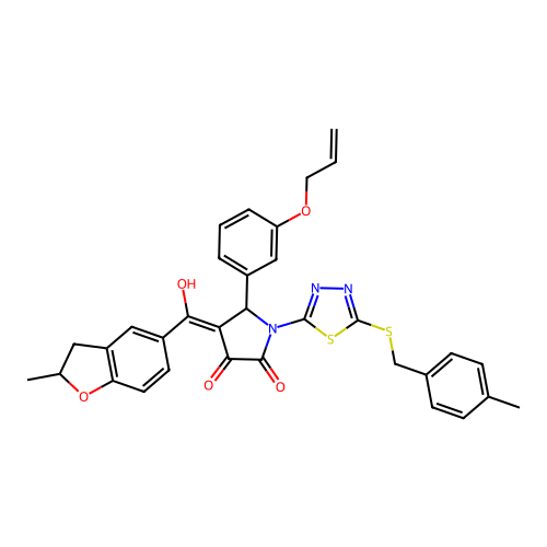 5-(3-(allyloxy)phenyl)-3-hydroxy-4-(2-methyl-2,3-dihydrobenzofuran-5-carbonyl)-1-(5-((4-methylbenzyl)thio)-1,3,4-thiadiazol-2-yl)-1H-pyrrol-2(5H)-one structure