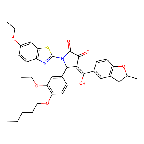 5-(3-ethoxy-4-(pentyloxy)phenyl)-1-(6-ethoxybenzo[d]thiazol-2-yl)-3-hydroxy-4-(2-methyl-2,3-dihydrobenzofuran-5-carbonyl)-1H-pyrrol-2(5H)-one structure