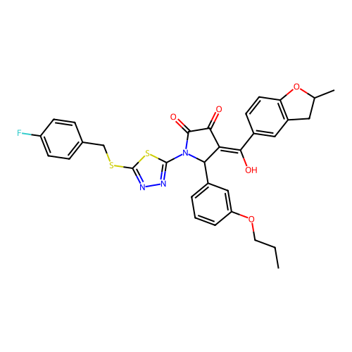 1-(5-((4-fluorobenzyl)thio)-1,3,4-thiadiazol-2-yl)-3-hydroxy-4-(2-methyl-2,3-dihydrobenzofuran-5-carbonyl)-5-(3-propoxyphenyl)-1H-pyrrol-2(5H)-one structure