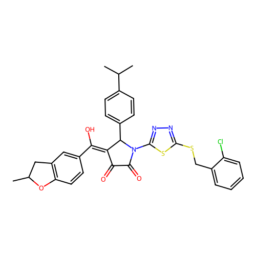 1-(5-((2-chlorobenzyl)thio)-1,3,4-thiadiazol-2-yl)-3-hydroxy-5-(4-isopropylphenyl)-4-(2-methyl-2,3-dihydrobenzofuran-5-carbonyl)-1H-pyrrol-2(5H)-one structure
