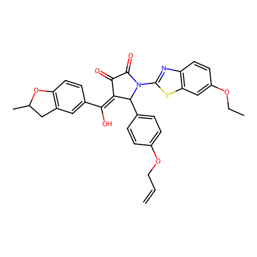 5-(4-(allyloxy)phenyl)-1-(6-ethoxybenzo[d]thiazol-2-yl)-3-hydroxy-4-(2-methyl-2,3-dihydrobenzofuran-5-carbonyl)-1H-pyrrol-2(5H)-one structure