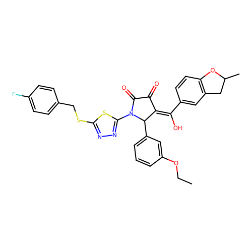 5-(3-ethoxyphenyl)-1-(5-((4-fluorobenzyl)thio)-1,3,4-thiadiazol-2-yl)-3-hydroxy-4-(2-methyl-2,3-dihydrobenzofuran-5-carbonyl)-1H-pyrrol-2(5H)-one structure