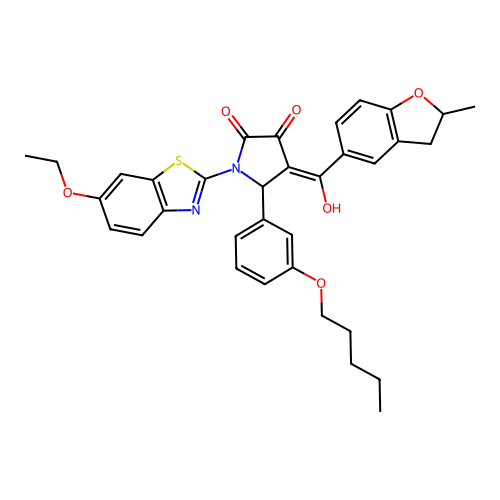 1-(6-ethoxybenzo[d]thiazol-2-yl)-3-hydroxy-4-(2-methyl-2,3-dihydrobenzofuran-5-carbonyl)-5-(3-(pentyloxy)phenyl)-1H-pyrrol-2(5H)-one structure