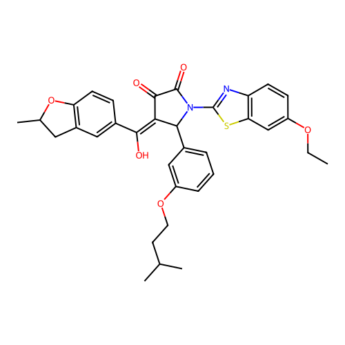 1-(6-ethoxybenzo[d]thiazol-2-yl)-3-hydroxy-5-(3-(isopentyloxy)phenyl)-4-(2-methyl-2,3-dihydrobenzofuran-5-carbonyl)-1H-pyrrol-2(5H)-one structure