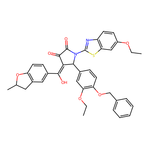 (4E)-1-(6-ethoxy-1,3-benzothiazol-2-yl)-5-(3-ethoxy-4-phenylmethoxyphenyl)-4-[hydroxy-(2-methyl-2,3-dihydro-1-benzofuran-5-yl)methylidene]pyrrolidine-2,3-dione structure