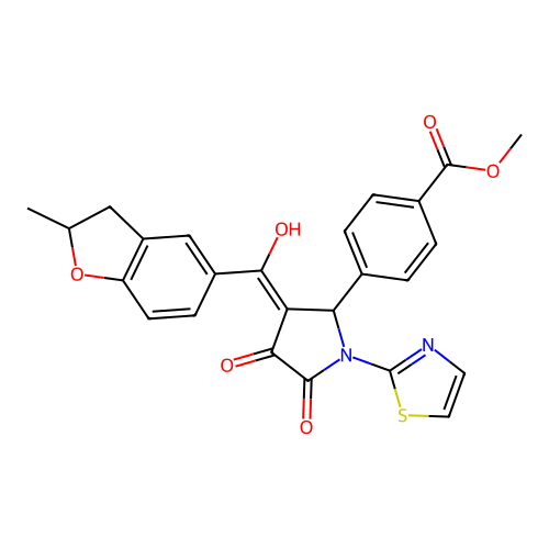 methyl 4-(4-hydroxy-3-(2-methyl-2,3-dihydrobenzofuran-5-carbonyl)-5-oxo-1-(thiazol-2-yl)-2,5-dihydro-1H-pyrrol-2-yl)benzoate structure