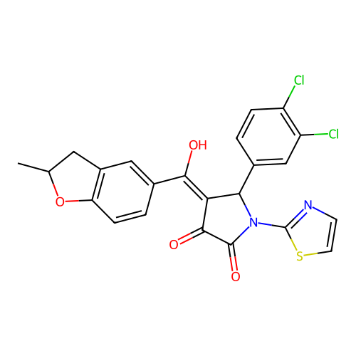 5-(3,4-dichlorophenyl)-3-hydroxy-4-(2-methyl-2,3-dihydro-1-benzofuran-5-carbonyl)-1-(1,3-thiazol-2-yl)-2,5-dihydro-1H-pyrrol-2-one structure