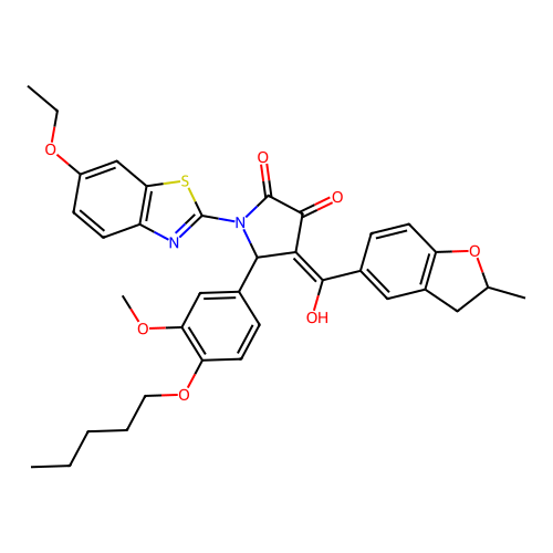 (4E)-1-(6-ethoxy-1,3-benzothiazol-2-yl)-4-[hydroxy(2-methyl-2,3-dihydro-1-benzofuran-5-yl)methylidene]-5-[3-methoxy-4-(pentyloxy)phenyl]pyrrolidine-2,3-dione structure