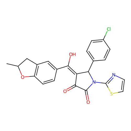 5-(4-chlorophenyl)-3-hydroxy-4-(2-methyl-2,3-dihydro-1-benzofuran-5-carbonyl)-1-(1,3-thiazol-2-yl)-2,5-dihydro-1H-pyrrol-2-one structure