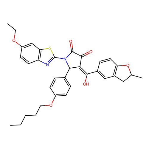 1-(6-ethoxybenzo[d]thiazol-2-yl)-3-hydroxy-4-(2-methyl-2,3-dihydrobenzofuran-5-carbonyl)-5-(4-(pentyloxy)phenyl)-1H-pyrrol-2(5H)-one structure