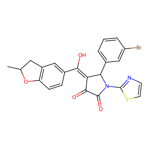 5-(3-bromophenyl)-3-hydroxy-4-(2-methyl-2,3-dihydro-1-benzofuran-5-carbonyl)-1-(1,3-thiazol-2-yl)-2,5-dihydro-1H-pyrrol-2-one structure