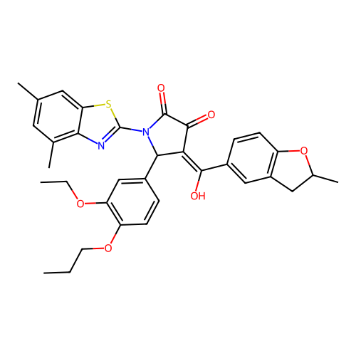 (4E)-1-(4,6-dimethyl-1,3-benzothiazol-2-yl)-5-(3-ethoxy-4-propoxyphenyl)-4-[hydroxy(2-methyl-2,3-dihydro-1-benzofuran-5-yl)methylidene]pyrrolidine-2,3-dione structure