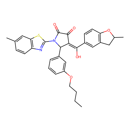 5-(3-butoxyphenyl)-3-hydroxy-4-(2-methyl-2,3-dihydrobenzofuran-5-carbonyl)-1-(6-methylbenzo[d]thiazol-2-yl)-1H-pyrrol-2(5H)-one structure