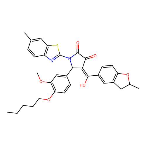 3-hydroxy-5-(3-methoxy-4-(pentyloxy)phenyl)-4-(2-methyl-2,3-dihydrobenzofuran-5-carbonyl)-1-(6-methylbenzo[d]thiazol-2-yl)-1H-pyrrol-2(5H)-one structure