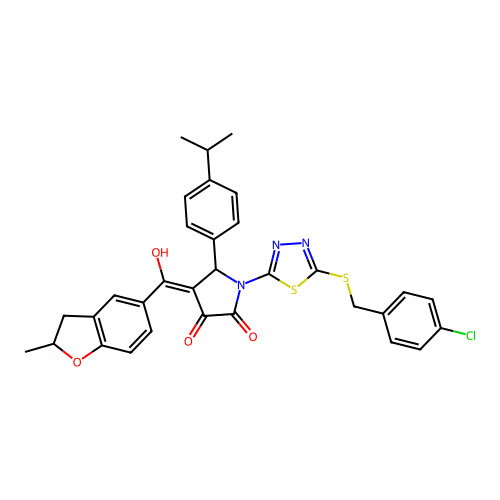 1-(5-((4-chlorobenzyl)thio)-1,3,4-thiadiazol-2-yl)-3-hydroxy-5-(4-isopropylphenyl)-4-(2-methyl-2,3-dihydrobenzofuran-5-carbonyl)-1H-pyrrol-2(5H)-one structure