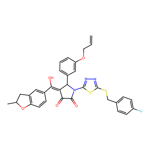 5-(3-(allyloxy)phenyl)-1-(5-((4-fluorobenzyl)thio)-1,3,4-thiadiazol-2-yl)-3-hydroxy-4-(2-methyl-2,3-dihydrobenzofuran-5-carbonyl)-1H-pyrrol-2(5H)-one structure
