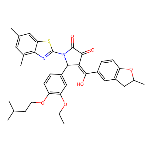 (4E)-1-(4,6-dimethyl-1,3-benzothiazol-2-yl)-5-[3-ethoxy-4-(3-methylbutoxy)phenyl]-4-[hydroxy(2-methyl-2,3-dihydro-1-benzofuran-5-yl)methylidene]pyrrolidine-2,3-dione structure