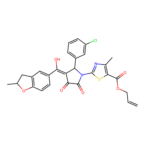 allyl 2-(2-(3-chlorophenyl)-4-hydroxy-3-(2-methyl-2,3-dihydrobenzofuran-5-carbonyl)-5-oxo-2,5-dihydro-1H-pyrrol-1-yl)-4-methylthiazole-5-carboxylate structure