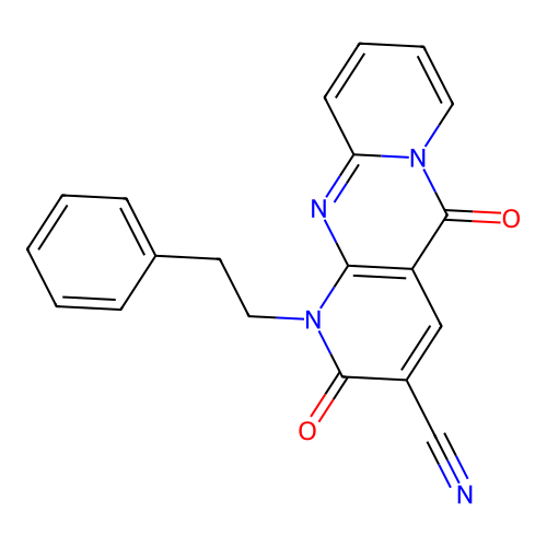 2,5-Dioxo-1-phenethyl-1,5-dihydro-2H-dipyrido[1,2-A:2,3-D]pyrimidin-3-YL cyanide structure