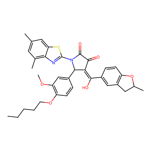 1-(4,6-dimethylbenzo[d]thiazol-2-yl)-3-hydroxy-5-(3-methoxy-4-(pentyloxy)phenyl)-4-(2-methyl-2,3-dihydrobenzofuran-5-carbonyl)-1H-pyrrol-2(5H)-one structure