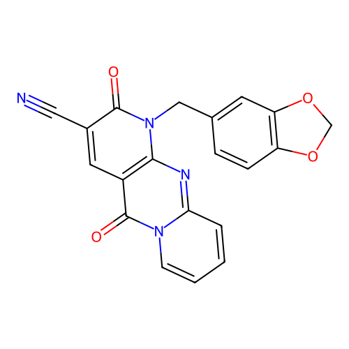 1-(1,3-benzodioxol-5-ylmethyl)-2,5-dioxo-1,5-dihydro-2H-dipyrido[1,2-a:2',3'-d]pyrimidine-3-carbonitrile structure