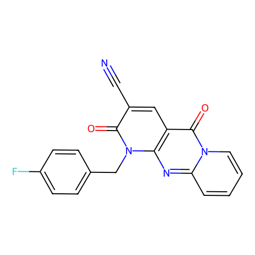 1-(4-fluorobenzyl)-2,5-dioxo-1,5-dihydro-2H-dipyrido[1,2-a:2',3'-d]pyrimidine-3-carbonitrile structure