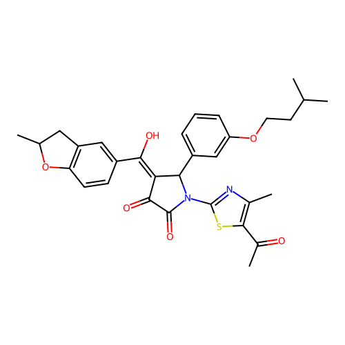 1-(5-acetyl-4-methylthiazol-2-yl)-3-hydroxy-5-(3-(isopentyloxy)phenyl)-4-(2-methyl-2,3-dihydrobenzofuran-5-carbonyl)-1H-pyrrol-2(5H)-one structure