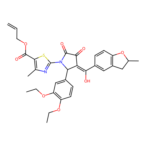 allyl 2-(2-(3,4-diethoxyphenyl)-4-hydroxy-3-(2-methyl-2,3-dihydrobenzofuran-5-carbonyl)-5-oxo-2,5-dihydro-1H-pyrrol-1-yl)-4-methylthiazole-5-carboxylate structure