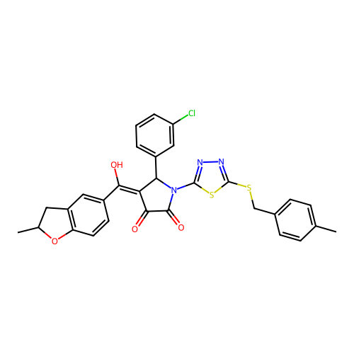 5-(3-chlorophenyl)-3-hydroxy-4-(2-methyl-2,3-dihydrobenzofuran-5-carbonyl)-1-(5-((4-methylbenzyl)thio)-1,3,4-thiadiazol-2-yl)-1H-pyrrol-2(5H)-one structure