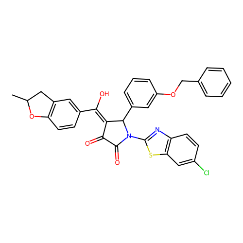 5-(3-(benzyloxy)phenyl)-1-(6-chlorobenzo[d]thiazol-2-yl)-3-hydroxy-4-(2-methyl-2,3-dihydrobenzofuran-5-carbonyl)-1H-pyrrol-2(5H)-one structure
