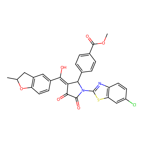 methyl 4-(1-(6-chlorobenzo[d]thiazol-2-yl)-4-hydroxy-3-(2-methyl-2,3-dihydrobenzofuran-5-carbonyl)-5-oxo-2,5-dihydro-1H-pyrrol-2-yl)benzoate structure
