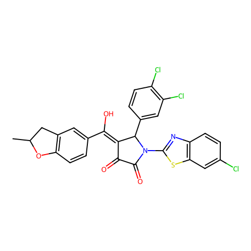 1-(6-chlorobenzo[d]thiazol-2-yl)-5-(3,4-dichlorophenyl)-3-hydroxy-4-(2-methyl-2,3-dihydrobenzofuran-5-carbonyl)-1H-pyrrol-2(5H)-one structure