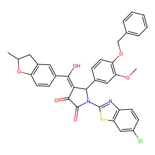 5-(4-(benzyloxy)-3-methoxyphenyl)-1-(6-chlorobenzo[d]thiazol-2-yl)-3-hydroxy-4-(2-methyl-2,3-dihydrobenzofuran-5-carbonyl)-1H-pyrrol-2(5H)-one structure
