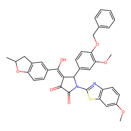 5-(4-(benzyloxy)-3-methoxyphenyl)-3-hydroxy-1-(6-methoxybenzo[d]thiazol-2-yl)-4-(2-methyl-2,3-dihydrobenzofuran-5-carbonyl)-1H-pyrrol-2(5H)-one structure