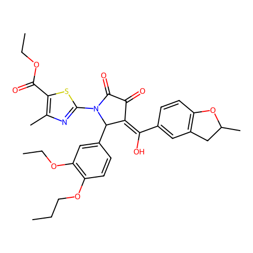ethyl 2-(2-(3-ethoxy-4-propoxyphenyl)-4-hydroxy-3-(2-methyl-2,3-dihydrobenzofuran-5-carbonyl)-5-oxo-2,5-dihydro-1H-pyrrol-1-yl)-4-methylthiazole-5-carboxylate structure